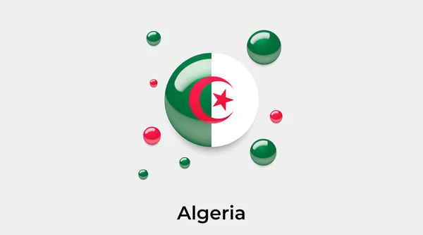 Cezayir Bayrağı Yuvarlak Şekil Ikonu Renkli Vektör Illüstrasyonu — Stok Vektör