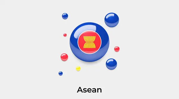 Asean Flagga Bubbla Cirkel Rund Form Ikon Färgglada Vektor Illustration — Stock vektor