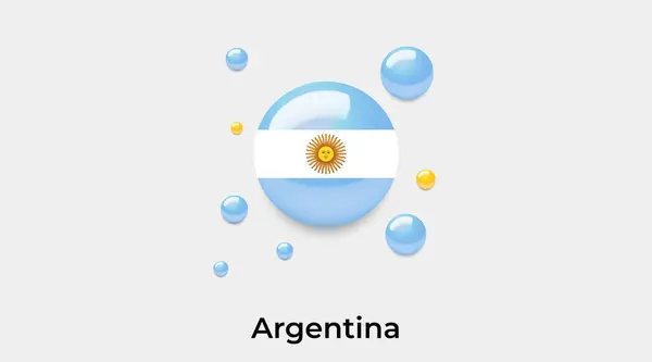 Argentinien Flagge Blase Kreis Runde Form Symbol Bunte Vektor Illustration — Stockvektor