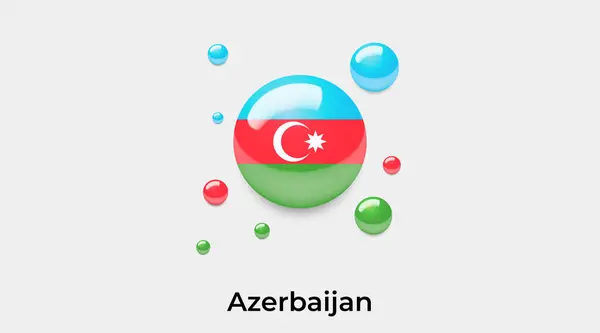 阿塞拜疆国旗泡泡圆形图标彩色矢量插图 — 图库矢量图片