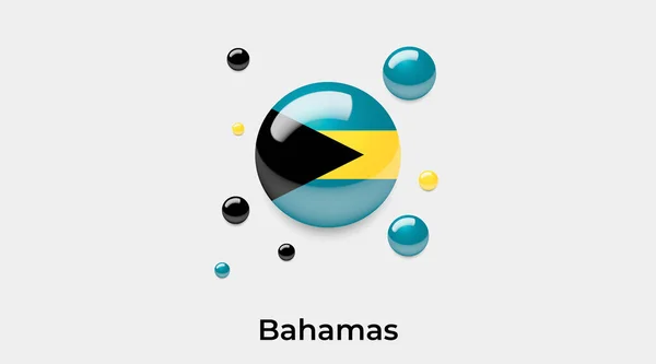 Bahamas Bandera Burbuja Círculo Redondo Forma Icono Colorido Vector Ilustración — Vector de stock