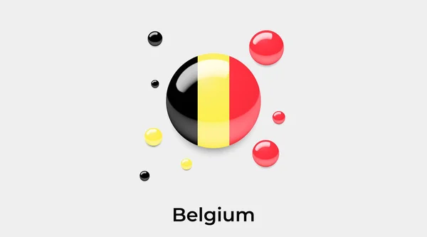 比利时国旗圆圈圆形图标彩色矢量插图 — 图库矢量图片