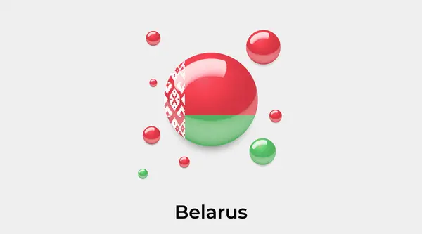 Belarus Bayrak Baloncuk Dairesi Yuvarlak Şekil Simgesi Renkli Vektör Illüstrasyonu — Stok Vektör
