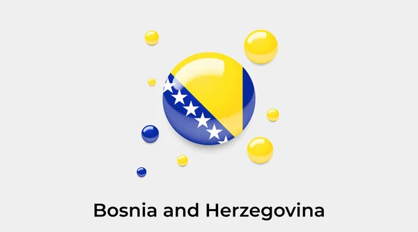 波斯尼亚和黑塞哥维那国旗圆圈圆形图标彩色矢量插图 — 图库矢量图片