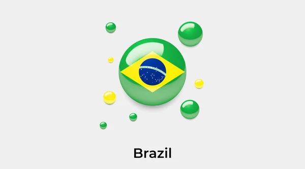 Brasil Bandera Burbuja Círculo Redondo Forma Icono Colorido Vector Ilustración — Archivo Imágenes Vectoriales