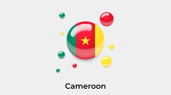 Kamerun Flagge Blasenkreis Runde Form Symbol Bunte Vektor Illustration — Stockvektor