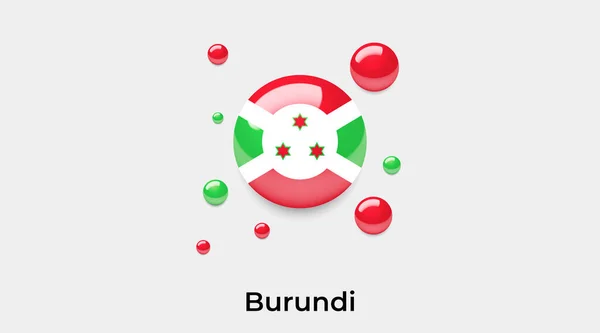 Burundi Bayrak Yuvarlak Yuvarlak Şekil Simgesi Renkli Vektör Illüstrasyonu — Stok Vektör