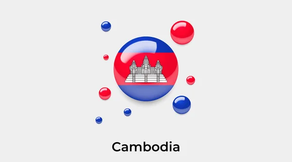 柬埔寨国旗圆圈圆形图标彩色矢量插图 — 图库矢量图片
