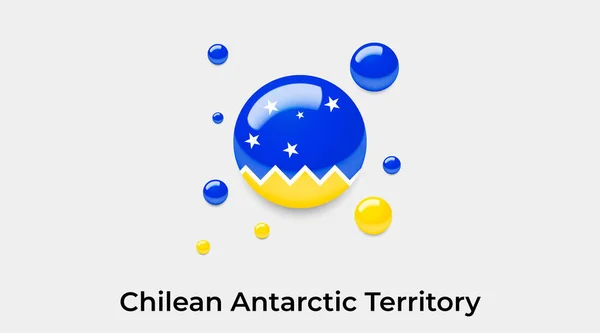 Chilean Antarctic Territorio Bandiera Bolla Cerchio Forma Rotonda Icona Colorato — Vettoriale Stock