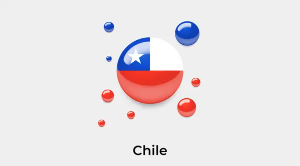 Chile Bandera Burbuja Círculo Redondo Forma Icono Colorido Vector Ilustración — Archivo Imágenes Vectoriales