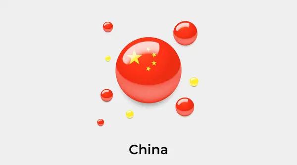 Kina Flagga Bubbla Cirkel Rund Form Ikon Färgglada Vektor Illustration — Stock vektor