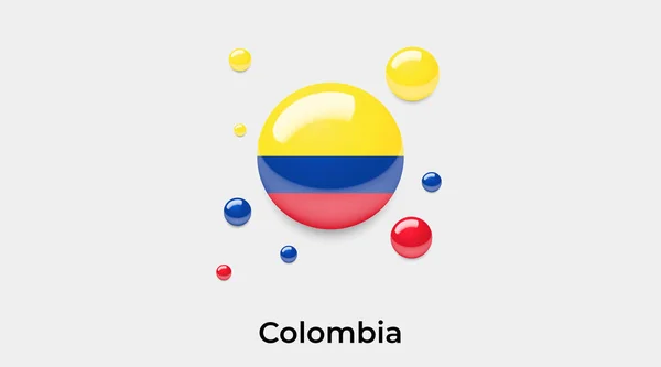 Kolombiya Bayrağı Yuvarlak Şekil Ikonu Renkli Vektör Illüstrasyonu — Stok Vektör