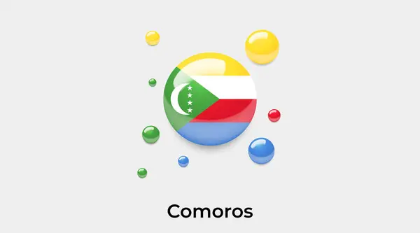 Comoras Bandera Burbuja Círculo Redondo Forma Icono Colorido Vector Ilustración — Vector de stock