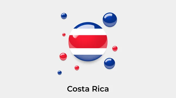 哥斯达黎加国旗泡泡圆形图标彩色矢量插图 — 图库矢量图片