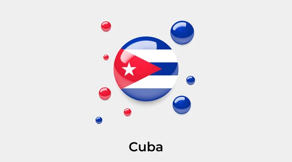Kuba Flagga Bubbla Cirkel Rund Form Ikon Färgglada Vektor Illustration — Stock vektor