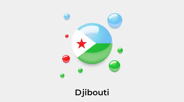 Dschibuti Flagge Blasenkreis Runde Form Symbol Bunte Vektor Illustration — Stockvektor