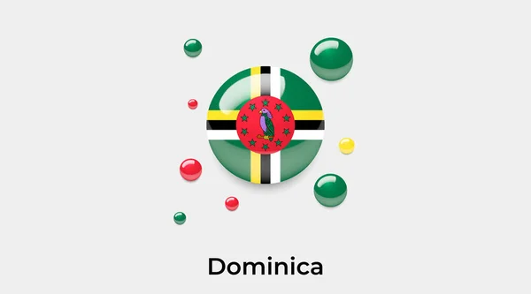 Dominica Flagga Bubbla Cirkel Rund Form Ikon Färgglada Vektor Illustration — Stock vektor