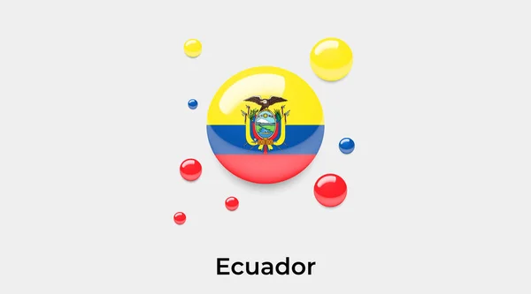 Ekvador Bayrak Yuvarlak Yuvarlak Şekil Simgesi Renkli Vektör Illüstrasyonu — Stok Vektör