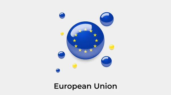 Európai Unió Zászló Buborék Kör Alakú Ikon Színes Vektor Illusztráció — Stock Vector
