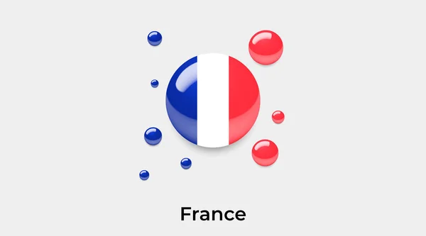 フランス旗バブル円形形アイコンカラフルなベクターイラスト — ストックベクタ