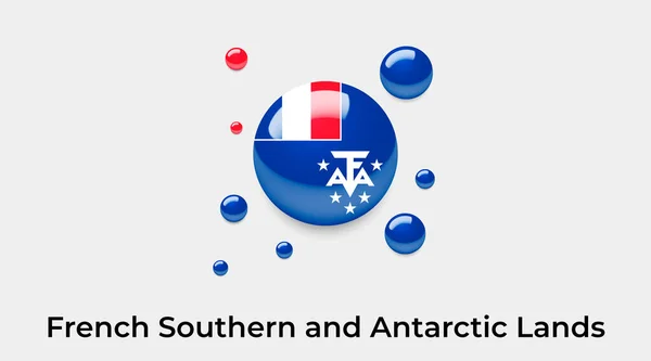 フランス南部と南極のランドフラグバブル円形アイコンカラフルなベクターイラスト — ストックベクタ