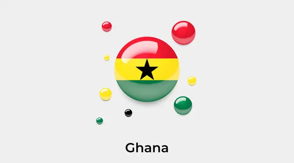 Ghana Flag Bubble Circle Shape Icon Colorful Vector Illustration — Stock Vector