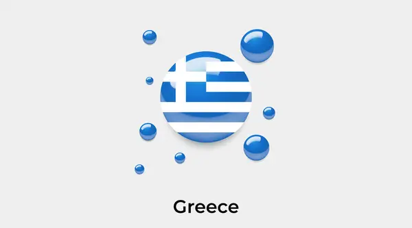 Griechenland Flagge Blase Kreis Runde Form Symbol Bunte Vektor Illustration — Stockvektor