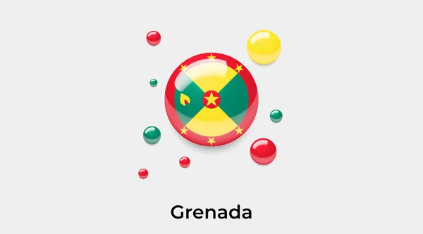 Grenada Flagge Blasenkreis Runde Form Symbol Bunte Vektor Illustration — Stockvektor