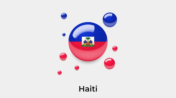 海地国旗圆圈圆形图标彩色矢量插图 — 图库矢量图片