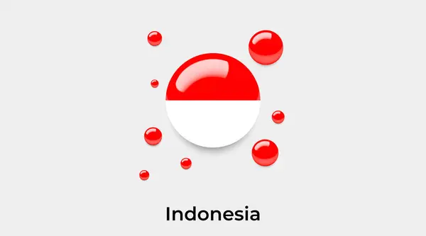 Indonezja Flaga Bańka Okrągły Kształt Ikona Kolorowy Wektor Ilustracja — Wektor stockowy