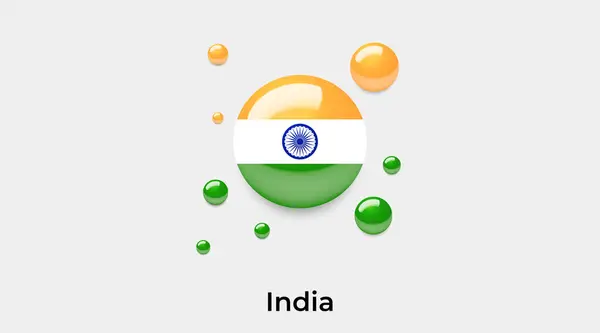 Indien Flagga Bubbla Cirkel Rund Form Ikon Färgglada Vektor Illustration — Stock vektor