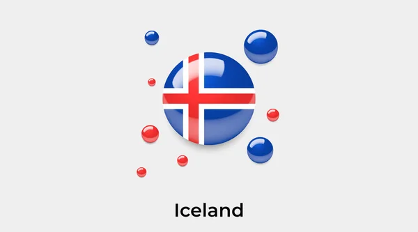 Izland Zászló Buborék Kör Alakú Ikon Színes Vektor Illusztráció — Stock Vector