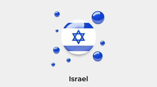 Israel Bandera Burbuja Círculo Redondo Forma Icono Colorido Vector Ilustración — Vector de stock