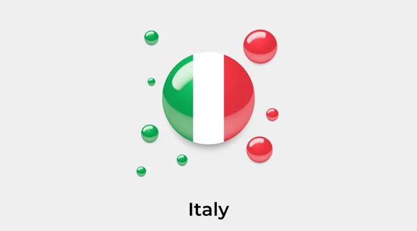 Italia Bandiera Bolla Cerchio Forma Rotonda Icona Colorato Vettoriale Illustrazione — Vettoriale Stock
