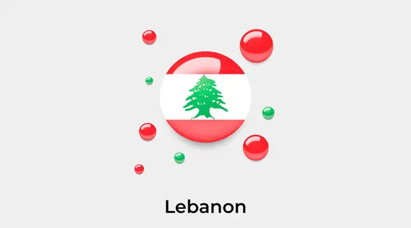 Liban Flaga Bańka Okrągły Kształt Ikona Kolorowy Wektor Ilustracja — Wektor stockowy