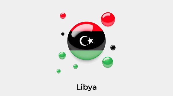 Libyen Flagge Blasenkreis Runde Form Symbol Bunte Vektor Illustration — Stockvektor
