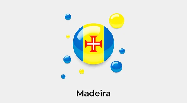 Madeira Flagge Blasenkreis Runde Form Symbol Bunte Vektor Illustration — Stockvektor