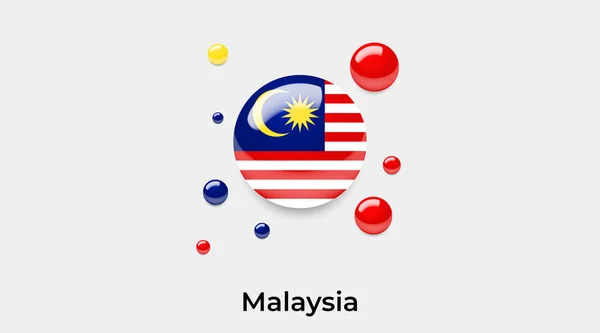 Maleisië Vlag Bel Cirkel Ronde Vorm Pictogram Kleurrijke Vector Illustratie — Stockvector