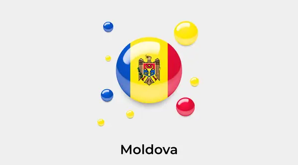 摩尔多瓦国旗圆圈圆形图标彩色矢量插图 — 图库矢量图片