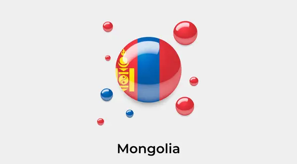 Moğolistan Bayrak Yuvarlak Şekil Ikonu Renkli Vektör Illüstrasyonu — Stok Vektör
