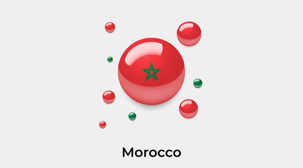 Marokko Flagge Blasenkreis Runde Form Symbol Bunte Vektor Illustration — Stockvektor