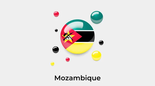 Mozambique Flag Bubble Circle Shape Icon Colorful Vector Illustration — Stock Vector