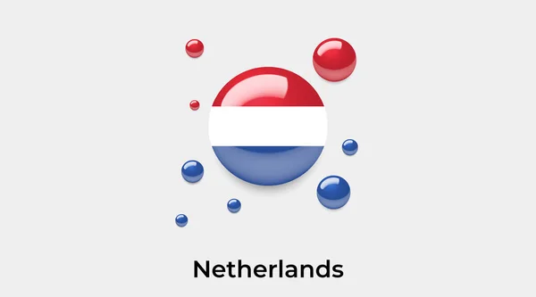 Niederlande Flagge Blase Kreis Runde Form Symbol Bunte Vektor Illustration — Stockvektor