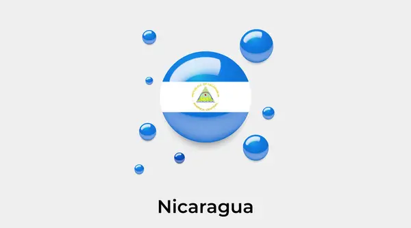 Bandera Nicaragua Burbuja Círculo Forma Redonda Icono Vector Colorido Ilustración — Archivo Imágenes Vectoriales