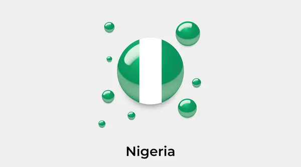Nigeria Flagge Blase Kreis Runde Form Symbol Bunte Vektor Illustration — Stockvektor
