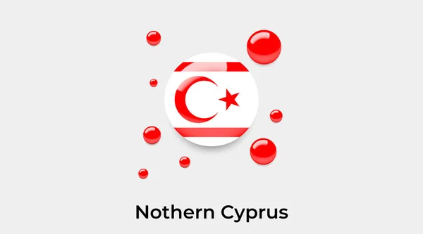 Nordzypern Flagge Blasenkreis Runde Form Symbol Bunte Vektor Illustration — Stockvektor
