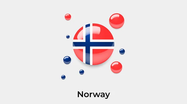 Norvégia Zászló Buborék Kör Kerek Alakú Ikon Színes Vektor Illusztráció — Stock Vector