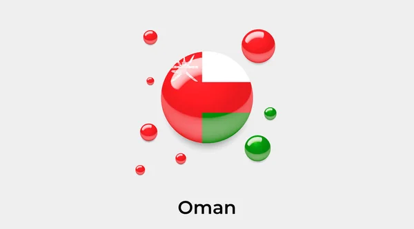 Oman Flagge Blasenkreis Runde Form Symbol Bunte Vektor Illustration — Stockvektor