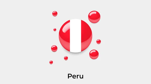 Peru Vlajka Bublina Kruhový Kruhový Tvar Ikona Barevný Vektor Ilustrace — Stockový vektor