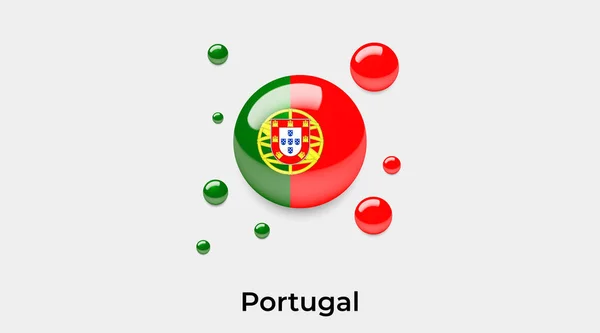 Portugal Flagge Blasenkreis Runde Form Symbol Bunte Vektor Illustration — Stockvektor